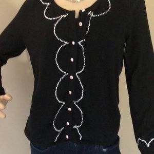Anthropologie Black Cardigan with White Accents